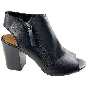 Aldo Black Leather Upper Open Toe Open Heel Booties Zipper Detail Size 7.5